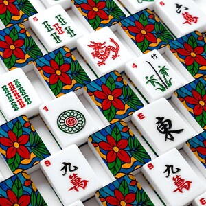 Juego de fichas de Mahjong americano con reverso floral / 166 fichas de Mahjong con comodines / Juego de acrílico premium / Regalo de Mahjong para jugadores imagen 7