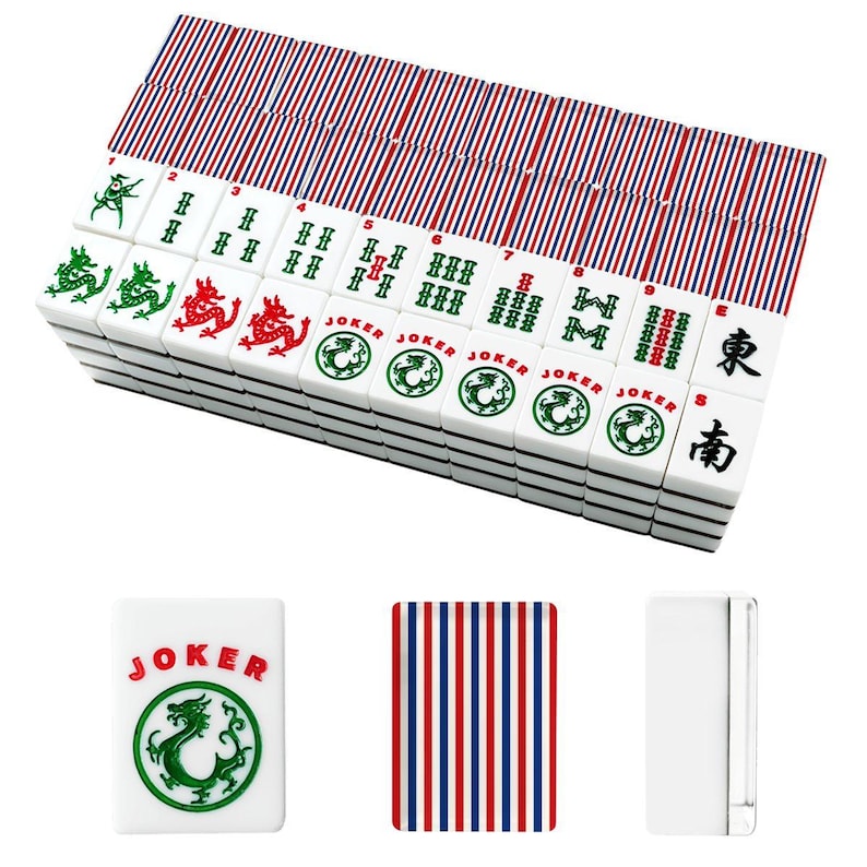 Patriotic American Mahjong Tiles | Red White Blue Stripe Mahjong Set | 166 Piece Mahjong Tiles with Jokers | Custom Mahjong Gift image 3