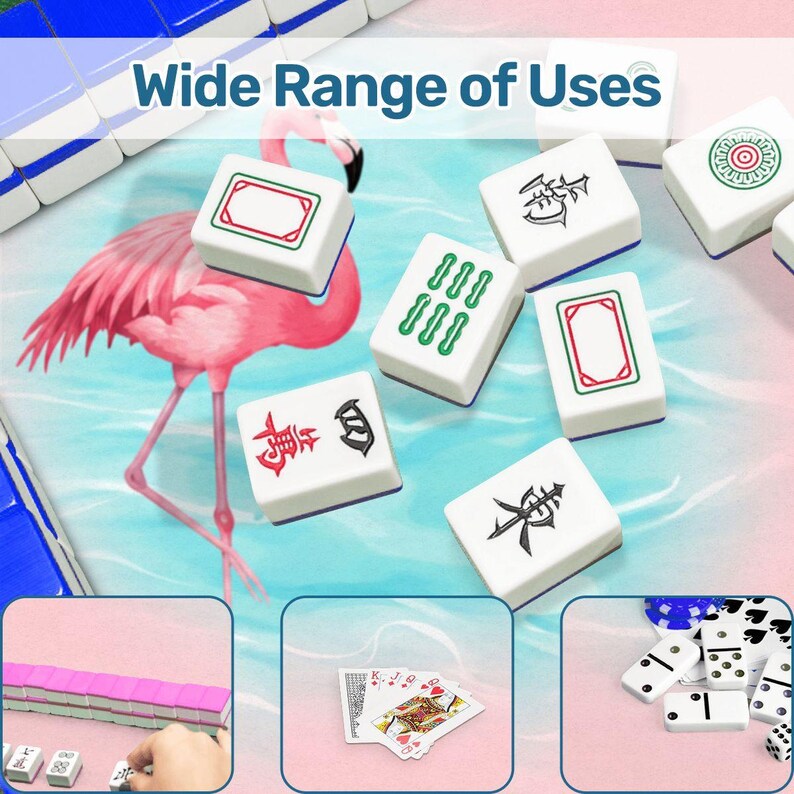 Pink Flamingo Mahjong Mat, Tropical Mahjong Table Mat, Coastal Game Night Decor, Hibiscus Mahjong Cover, Beach Mahjong Accessory, 31.5 Inch image 9