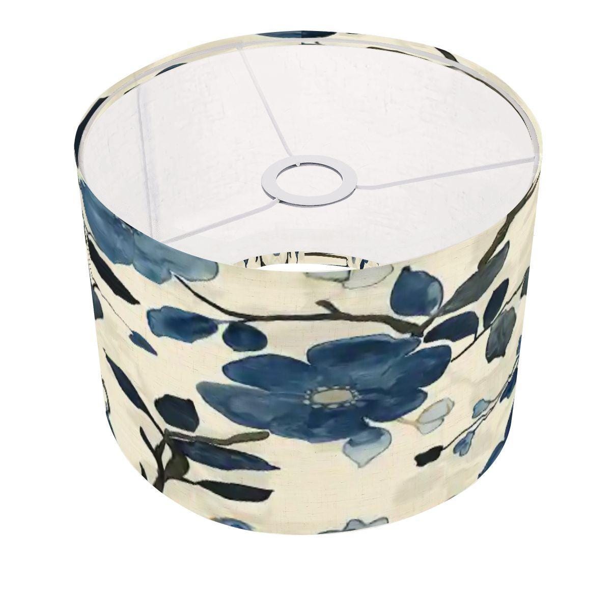 Blue Floral Arc Floor Lamp Shade with Ring Shade Only Bold Flower Pattern, Modern Botanical Design Elegant Home Decor Lighting (Made in USA)