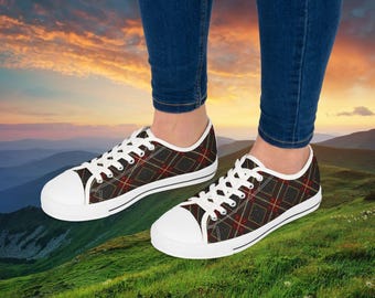 Christmas Plaid Low Top Sneakers: Women's Casual Canvas Shoes