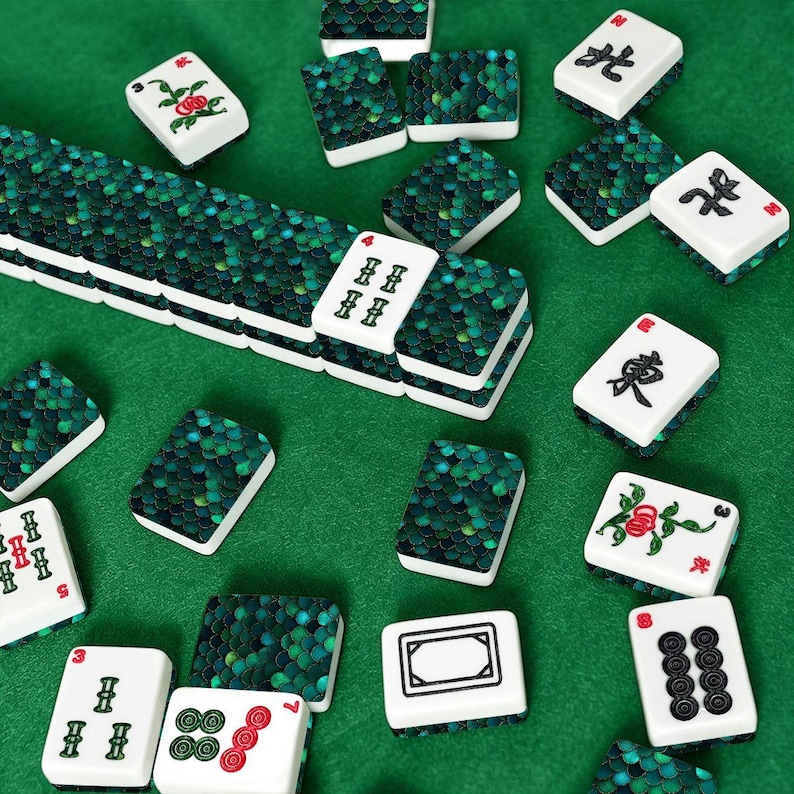 Emerald Green Mermaid Scale American Mahjong Tiles Set, Luxury Mahjong Game Set with Jokers, Acrylic Mahjong Tiles, Mahjong Accessories Gift Bild 8