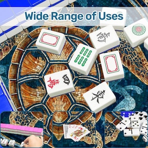 Sea Turtle Mahjong Mat 42 Inch Round, Coastal Mahjong Table Mat, Ocean Turtle Game Mat, Beach House Mahjong Decor, Mahjong Accessories Gift image 7