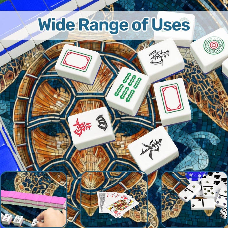 Sea Turtle Mahjong Mat 42 Inch Round, Coastal Mahjong Table Mat, Ocean Turtle Game Mat, Beach House Mahjong Decor, Mahjong Accessories Gift image 7