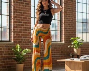 Vintage Deadstock 60s 70s Flare Leg Pants // Pull on Polyester