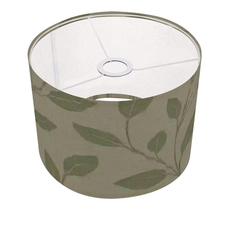 Boho Leaf Print Lampshade: Soft Green Linen Look, Arc/Floor Lamp Bild 2
