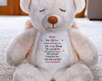 Custom Personalized Bear Memorial Angel Bear with Poem Custom From Heaven Plush Gift for Child  Personalized Loss of Loved One Keepsake