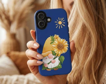 Funda resistente con diseño de gnomo y sol, bonita funda protectora para teléfono, duradera, ideal para amantes de los gnomos, funda natural