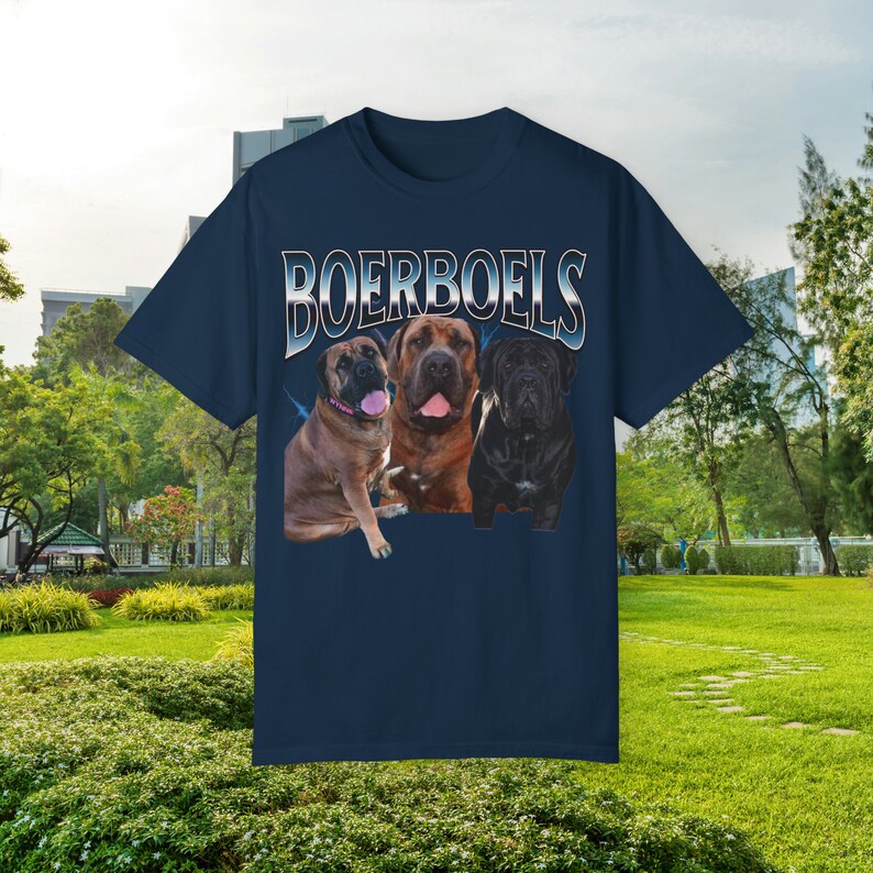 Peraonalized Pet Bootleg Style T-shirt, Pet Collage Tee, Custom Pet Tee True Navy