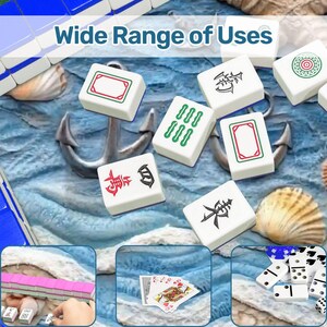 Coastal Scalloped Mahjong Mat 31.5x31.5, Beach Mahjong Table Mat, Ocean Shell, Nautical Game Mat, Foldable Travel Mahj Mat (Ships Folded) image 7