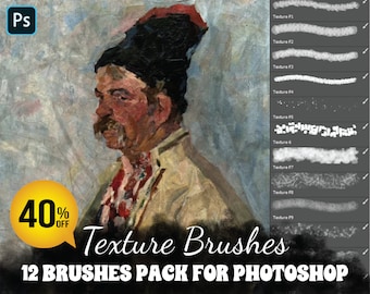 12 Photoshop Brushes, Texture Brushes, Designer and Professional Brush Collection, Digital Brushes, Photoshop Tools, Photoshop Brush Set