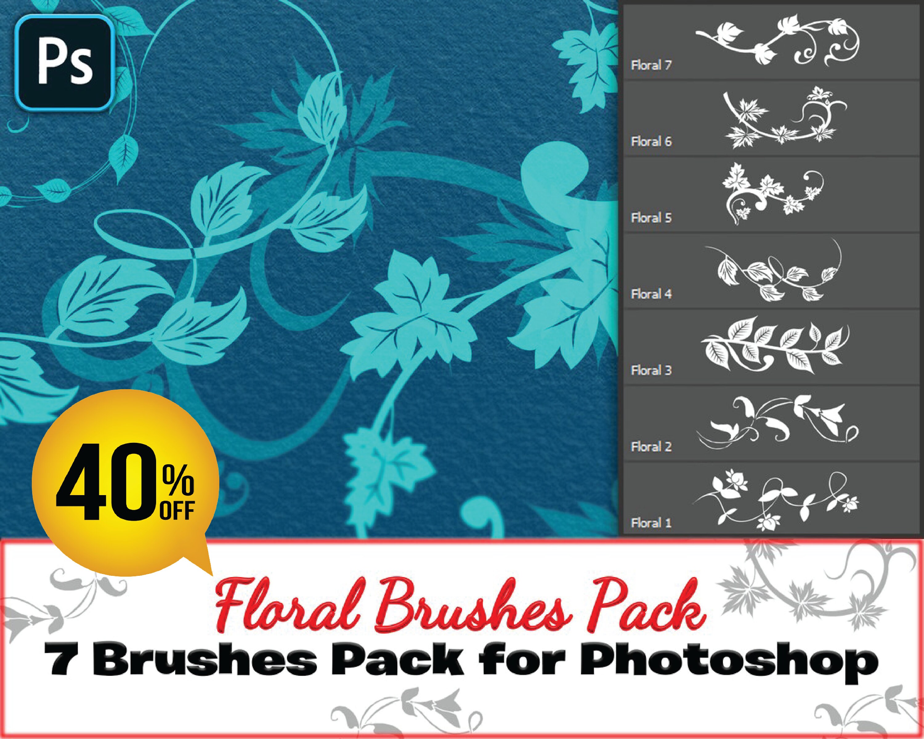 Premium Floral Brushes, Floral Brushes, Stamps