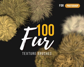 100 Fur Brushes For Photoshop, Realistic Animal Hair Brushes, Photoshop Fur Textures, Digital Art, Wooly Fur, Short Hair Fur, Long Hair Fur