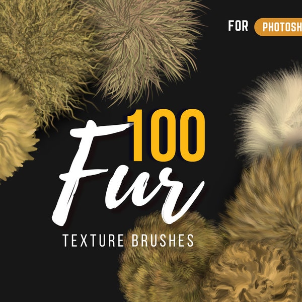 100 Fur Brushes For Photoshop, Realistic Animal Hair Brushes, Photoshop Fur Textures, Digital Art, Wooly Fur, Short Hair Fur, Long Hair Fur