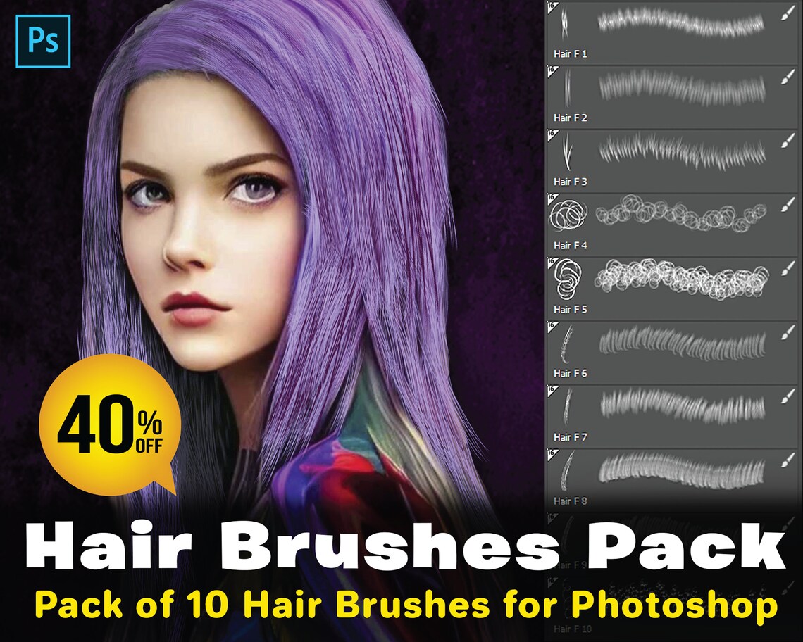 10 Hair Brushes Digital Hair ABR