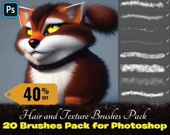 Hair & Texture Brushes For Photoshop, Digital Art Painting, Hair Brushes Set, Hand Made Brushes, Digital Hair Abr Photoshop, Anime Hairs