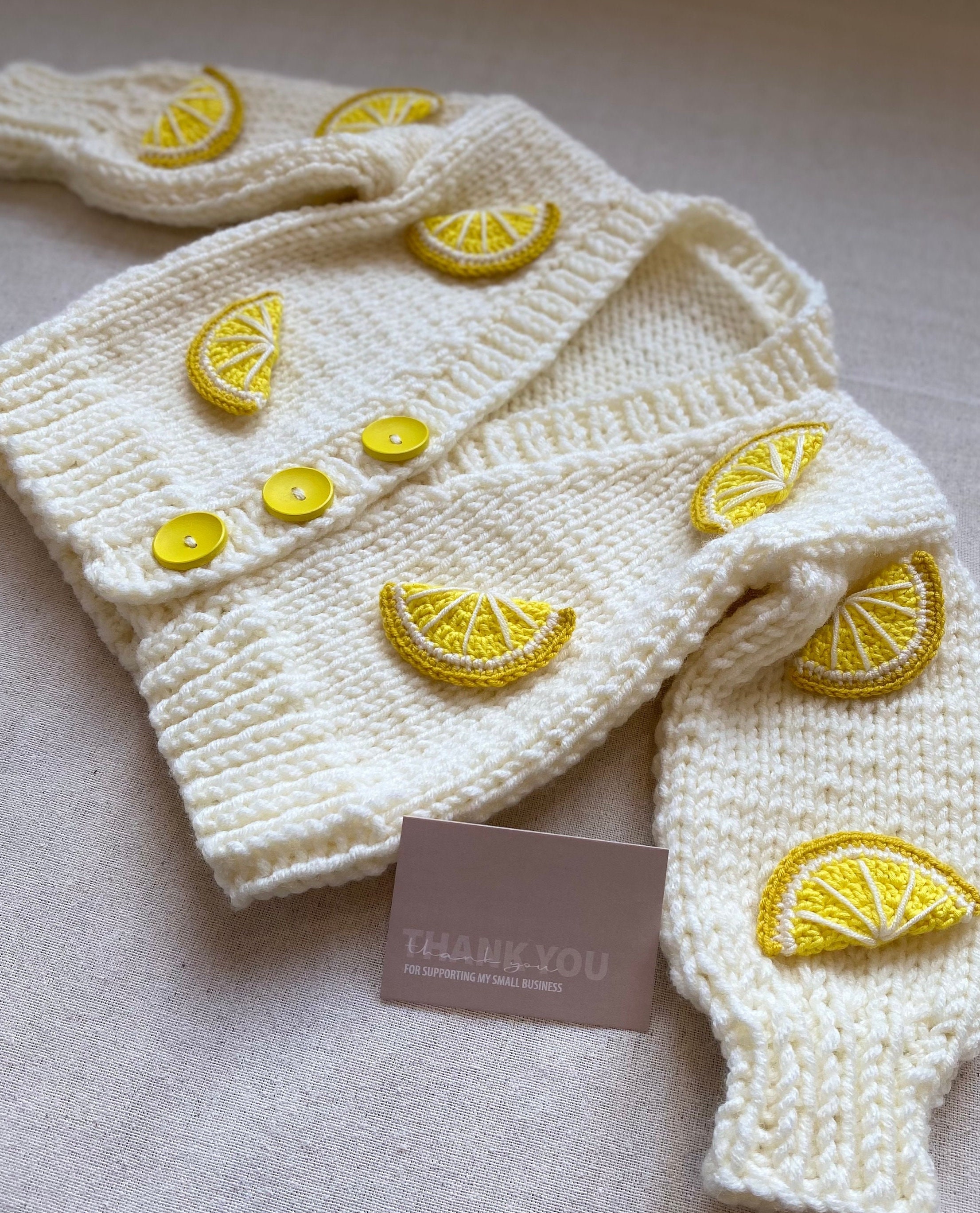 Lemon Baby Cardigan Handmade Kids Clothes Baby Shower Newborn Gift Birthday Gift Sweater Cardigan for girls Outfit
