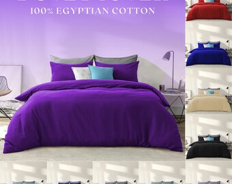 100% Soft Egyptian Cotton Quilt Cover Bedding Bed Set with Pillow Cases - Breathable & Anti Wrinkle 200 Threat Count Duvet Covers