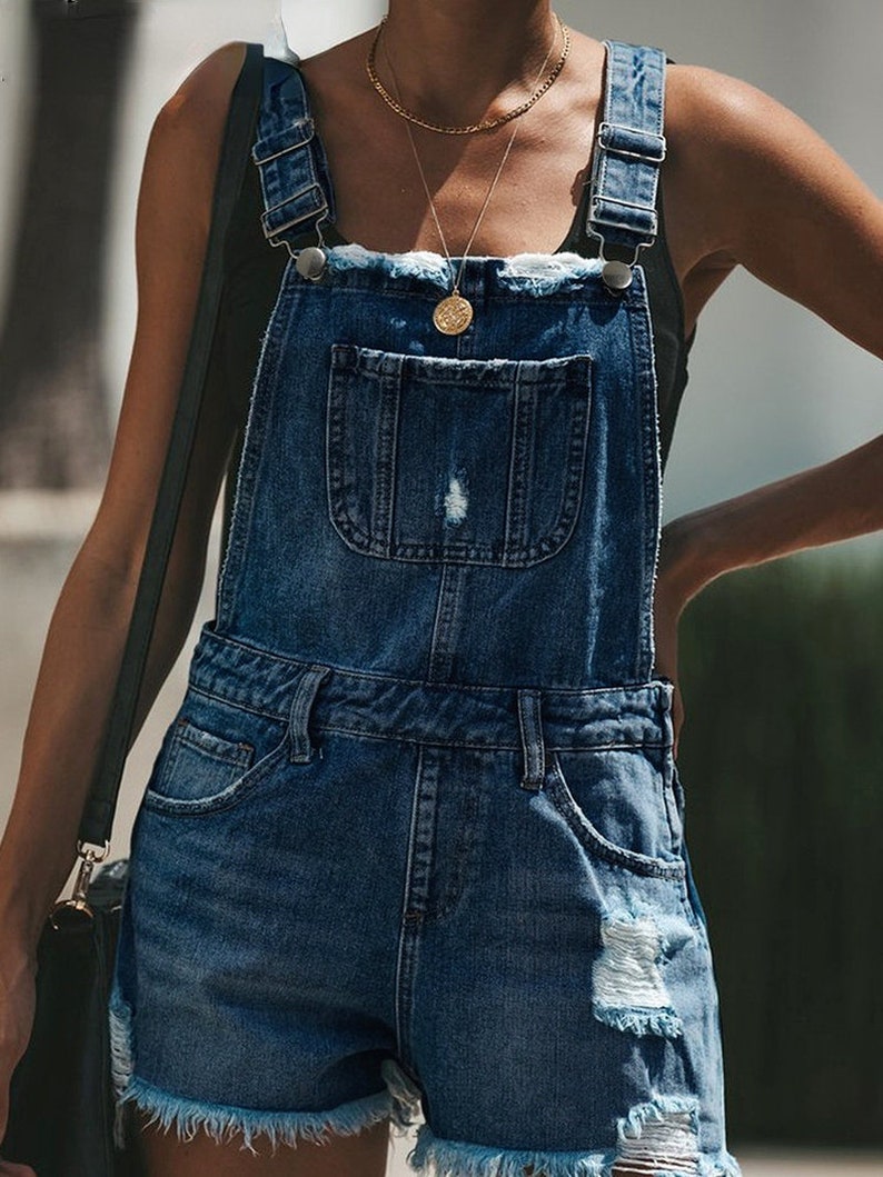 Women Baggy Overall Shorts Denim Overalls Wide Leg Jean Etsy