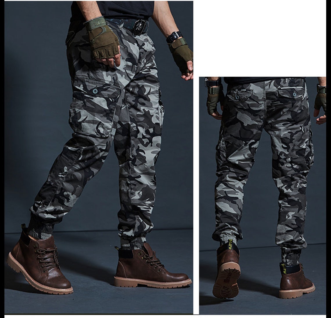 Men's Camo Cargo Pants Streetwear Fashion Tactical - Etsy