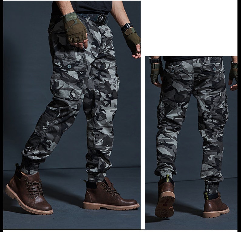 Men's Camo Cargo Pants Streetwear Fashion Tactical Etsy