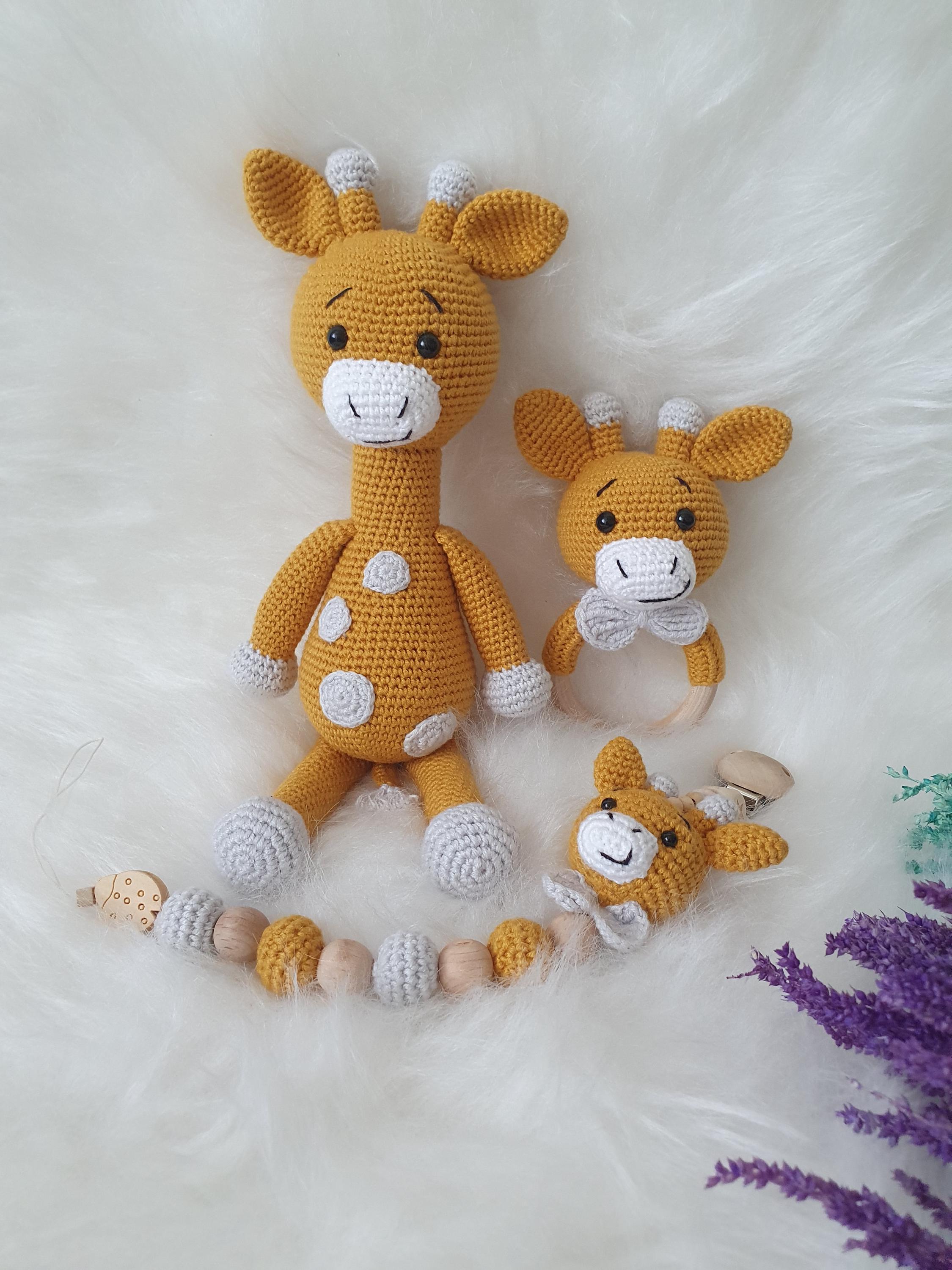 Giraffe Rattle Set Crochet Giraffe Baby Rattle Set: Handmade Amigurumi Toy - Etsy