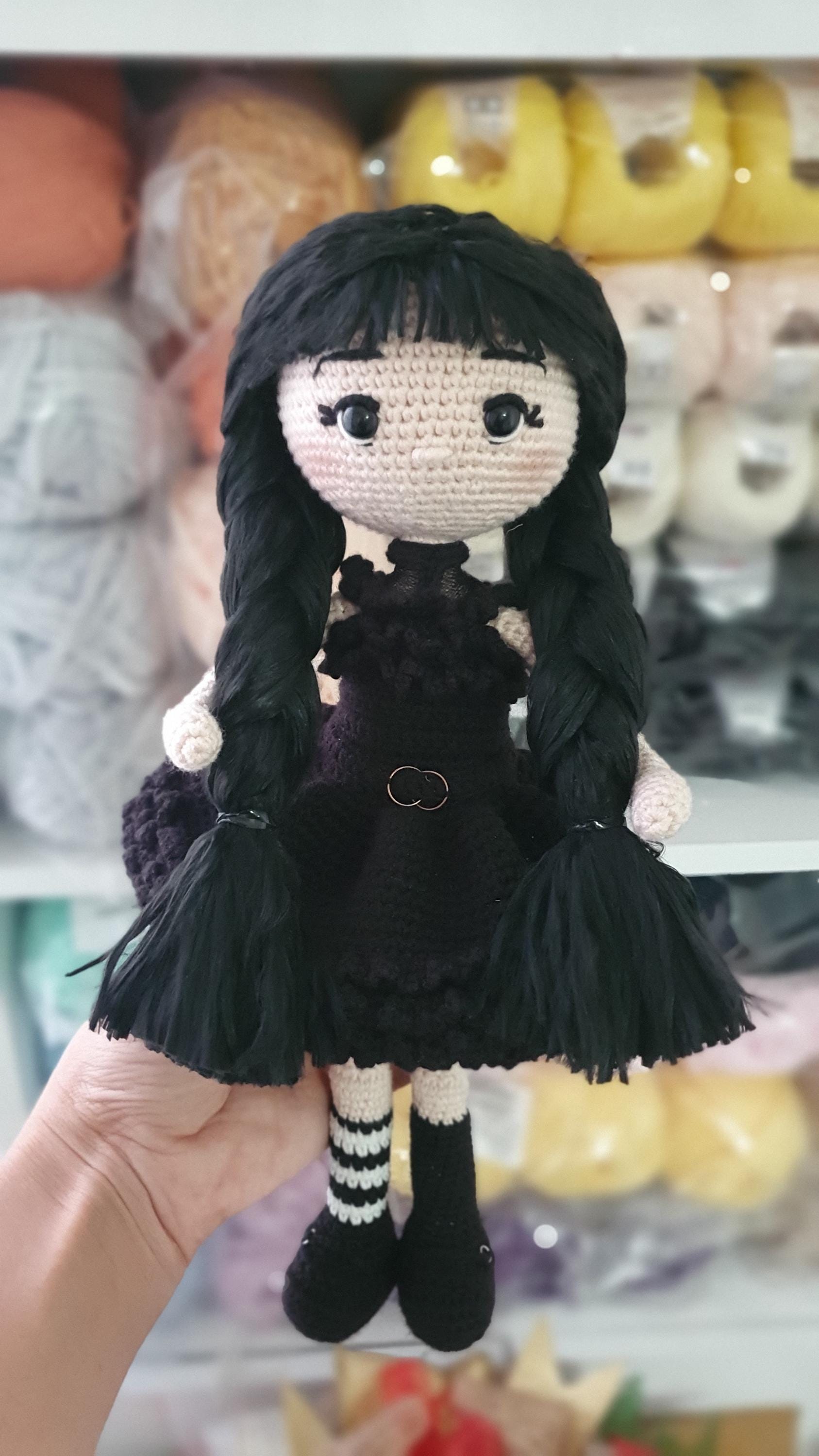 Crochet Wednesday Addams amigurumi,horror gothic doll, handmade doll, amigurumi wednesday doll,Birthday gifts,stuffed toy,finished item