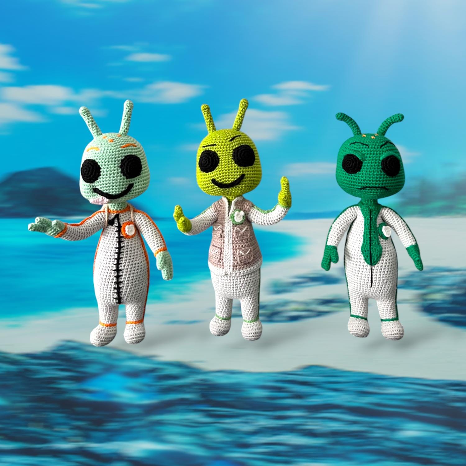 かぎ針編みのエイリアンテレビ番組キャラクターぬいぐるみ、手作り