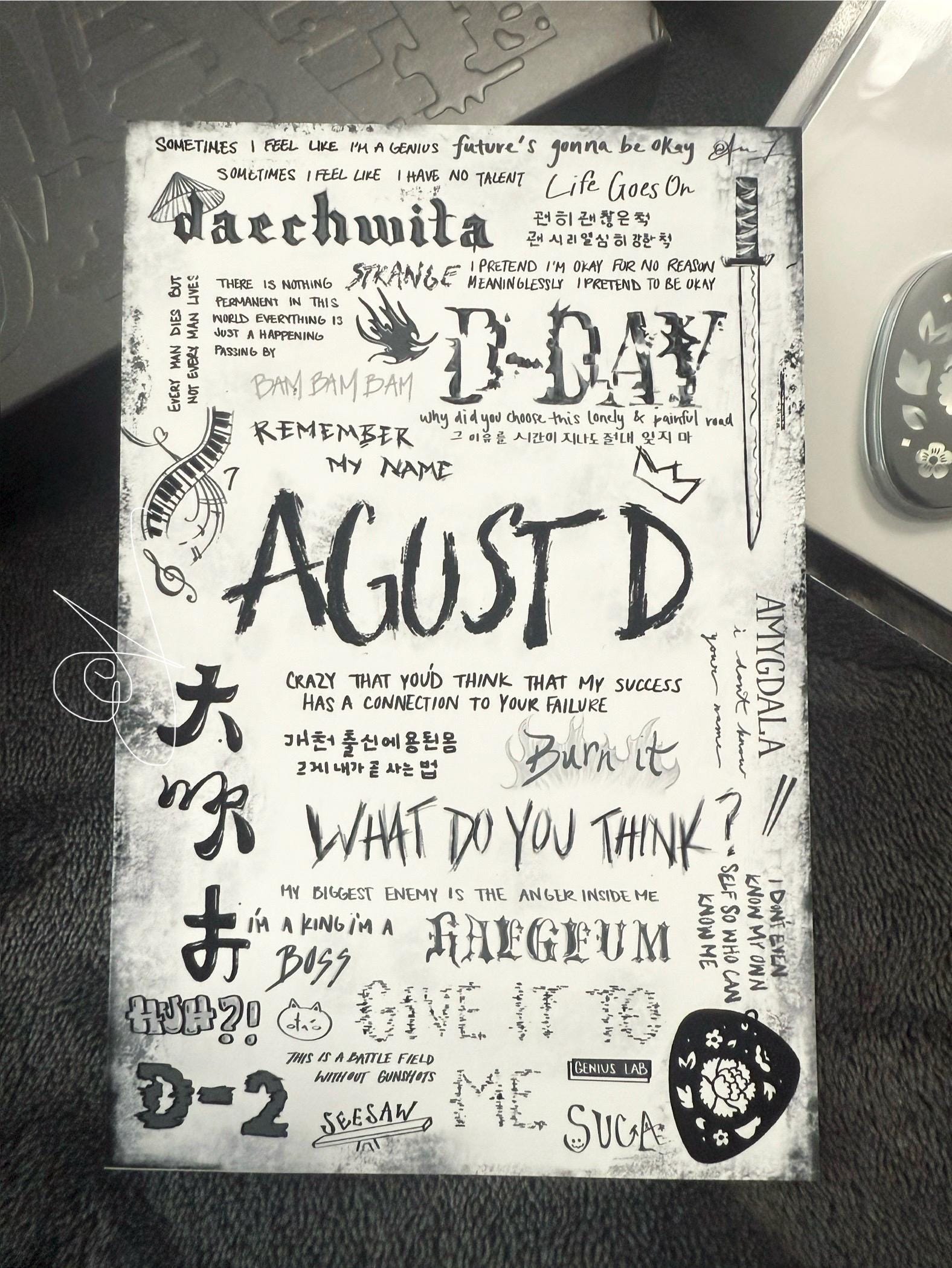 BTS Suga Lyric Art Print | Agust D, D-2, D-day (4x6 In) - Etsy