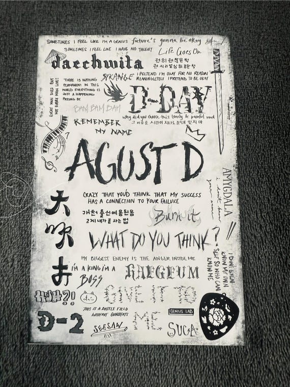 BTS Suga Lyric Art Print | Agust D, D-2, D-day (4x6 In) - Etsy