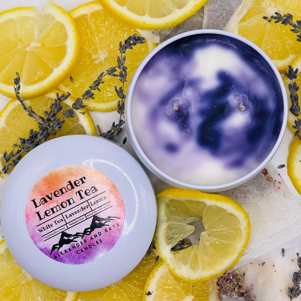 Strong Scented Soy Candle - Lavender Lemon Tea- Hand-Poured - Small Batches