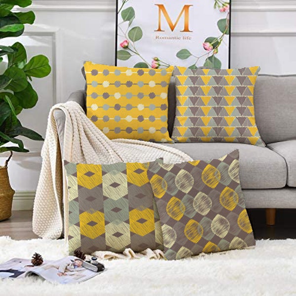 Yellow Grey Pillow Etsy