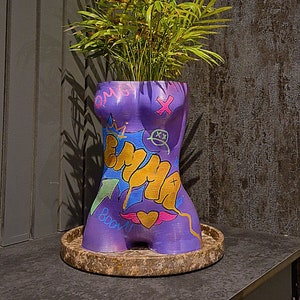 Personalised Body Planter with Custom Graffiti Art | Female Torso Vase, Funky Home Decor, Unique Artistic Gift for Her | Ripley&#39;s Nest