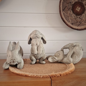 Hopscotch Hare Trio - Rabbit Garden Ornaments Outdoor - Garden Accessories, Book Ends for Shelves, Novelty Door Stop - Perfect Gift Idea