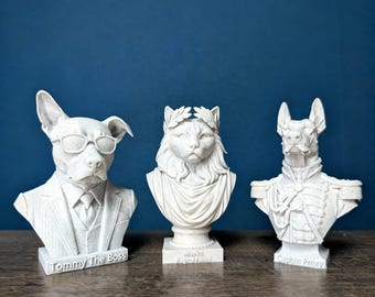 Custom Pet Bust from Photo, Marble Effect Pet Portrait