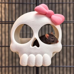 Kawaii Goth Skull Rat Bed | handmade Cage Hideout, Unique Pet Decor