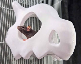 Schädel-Ratten-Versteck, gotisches Ratten-Käfig-Haus, gruseliges Haustierbett