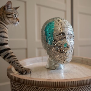 Groovy Disco Mannequin Head - Disco Mirror Ball Sculpture - Hat Stand Wig Display - Wig Mannequin Head Glass - Disco Head - Sunglasses