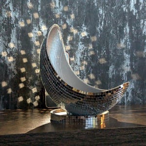 Luna Mirror Plant Pot - Stylish Mirror Balled Half Moon, Gold & Silver, Modern Home Décor, Unique Indoor Planter, Handmade to Order
