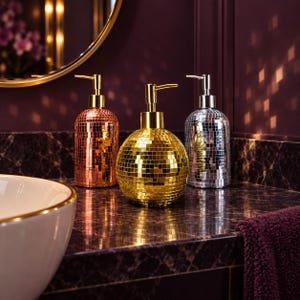 Mirror Ball Soap Dispenser | Hand-Finished Glass Disco Bathroom Decor