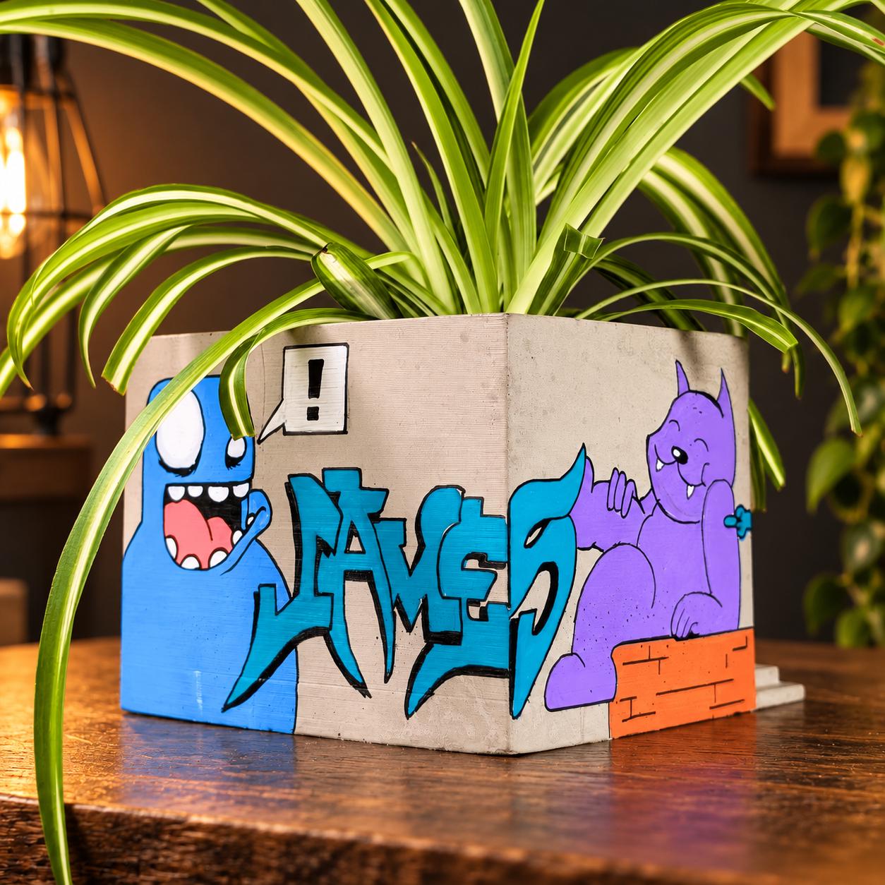 Custom Graffiti Concrete Building Planter, Urban Art Plant Pot - Etsy