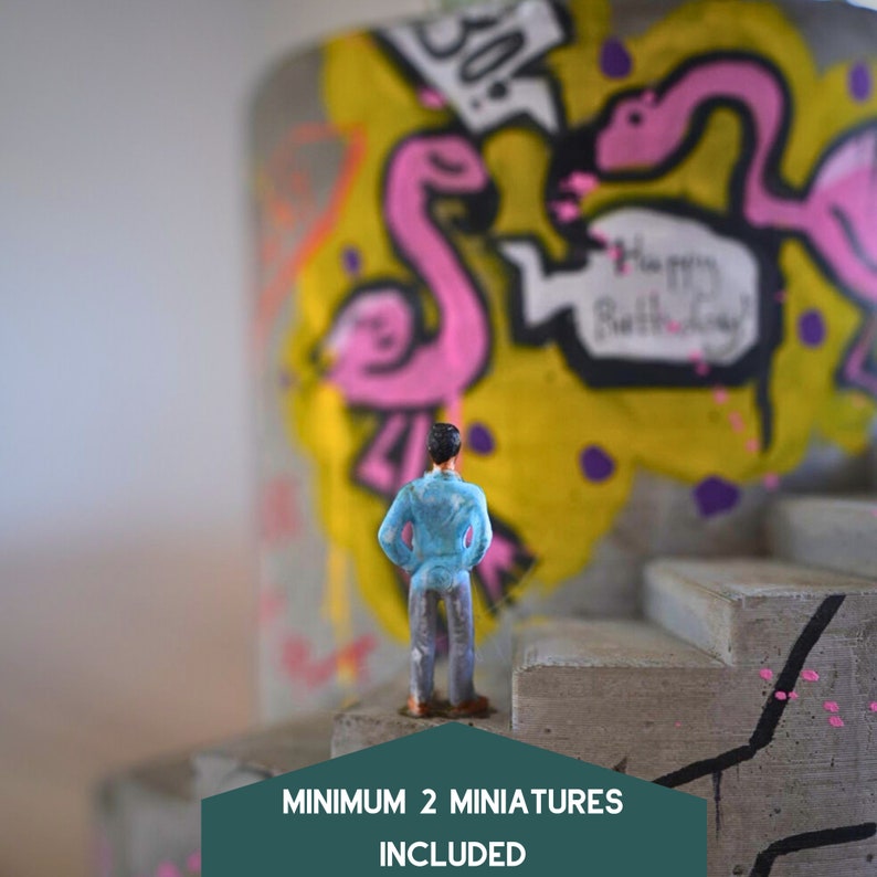 Statement Graffiti Planter Large Personalised Art Pot Miniature People Included Stairs Desk Accessory Street Art Birthday Gift image 4