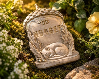 Personalised Pet Grave Marker, Cast Stone Acorn Memorial for Rats, Hamsters and Small Pets