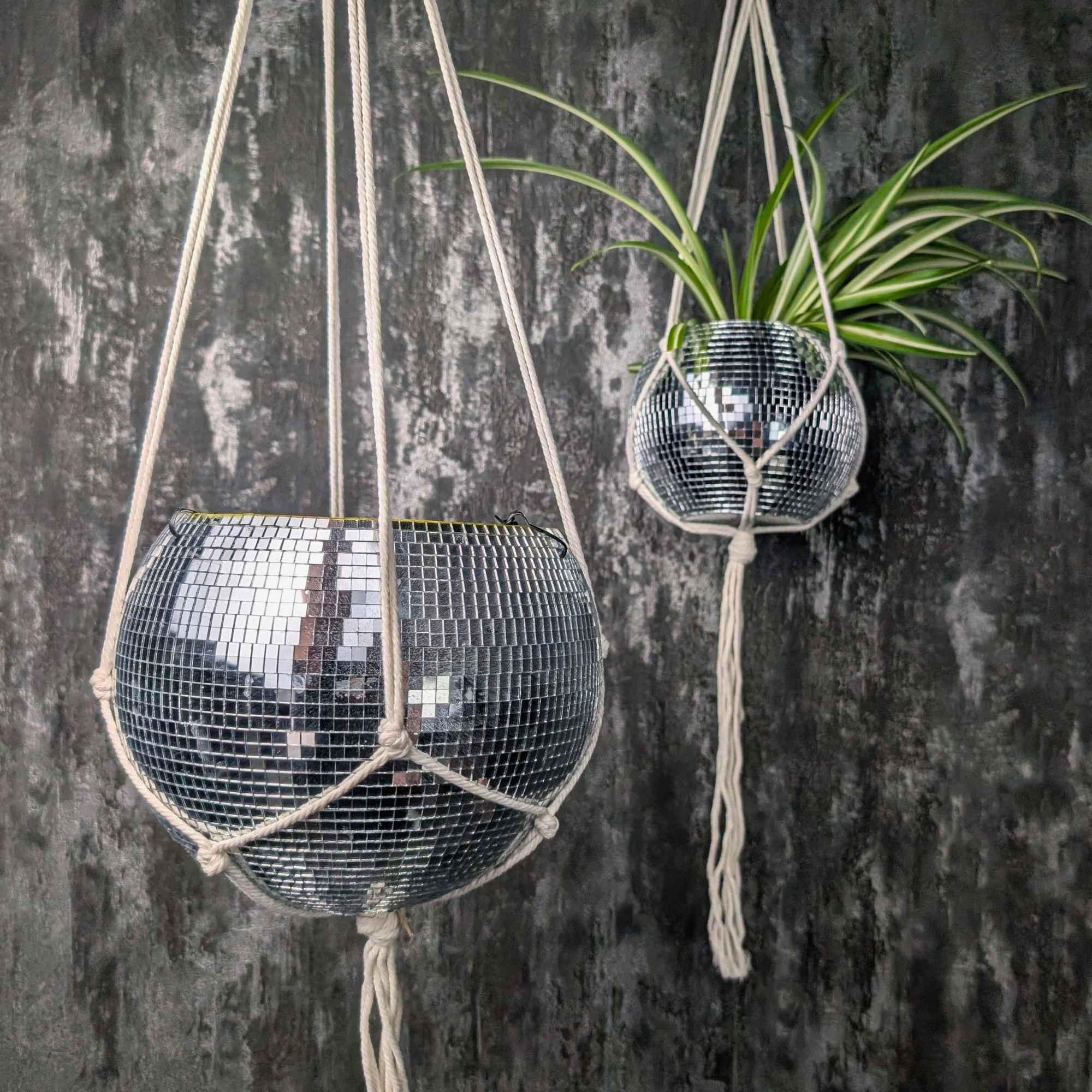 Disco Ball Plant Hanger | 6" Macrame Hanging Planter - Etsy