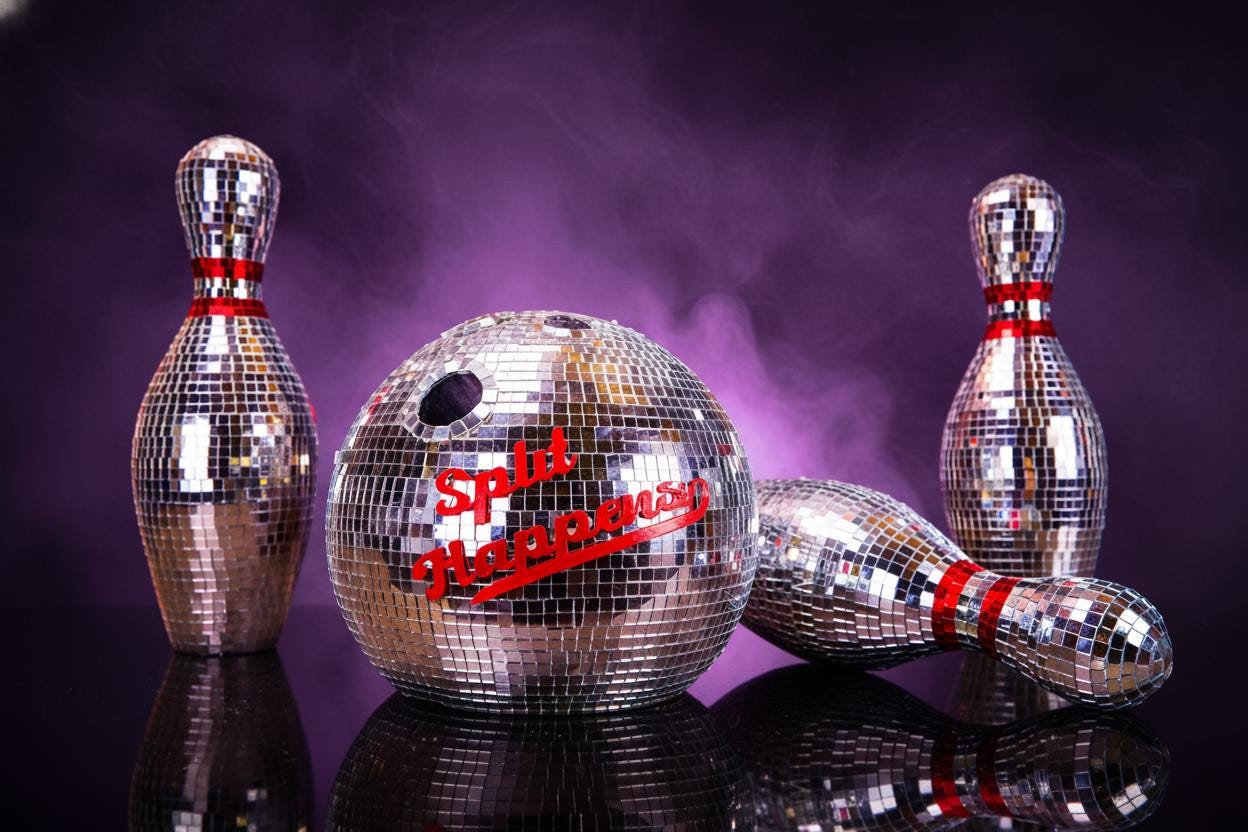Disco Mirror Bowling Set | Personalised Initials, Retro Party