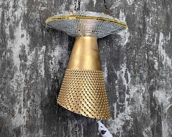 Alien UFO Mirror Planter, Gold Sci Fi Plant Pot