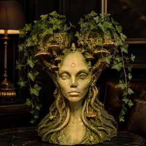 Mycelia mushroom head planter styled with trailing ivy