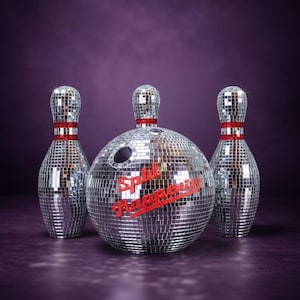Juego de bolos con espejos estilo discoteca / Iniciales personalizadas, decoración retro para fiestas