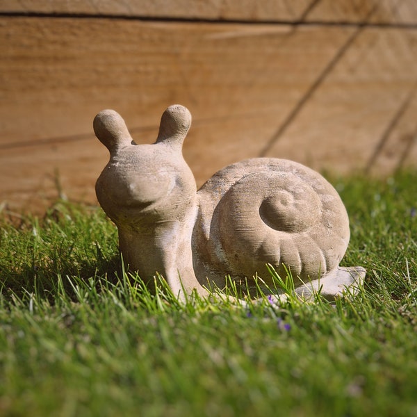 Cute Stone Snail Garden Ornament - Unique Sculpture - Bookend, Garden Decoration, Doorstop and Room Decor - Gardening Gift - Cute Snail Gift