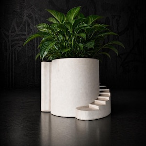Stair Planter | Cast Stone Indoor Plant Pot | Architectural Desk Planter | Handmade UK